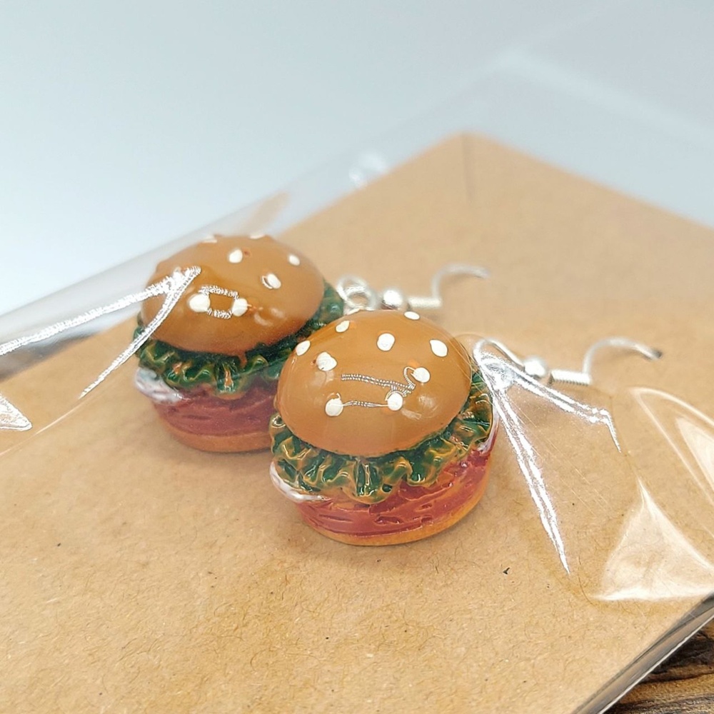3D Hamburger Earrings Burger Cheeseburger